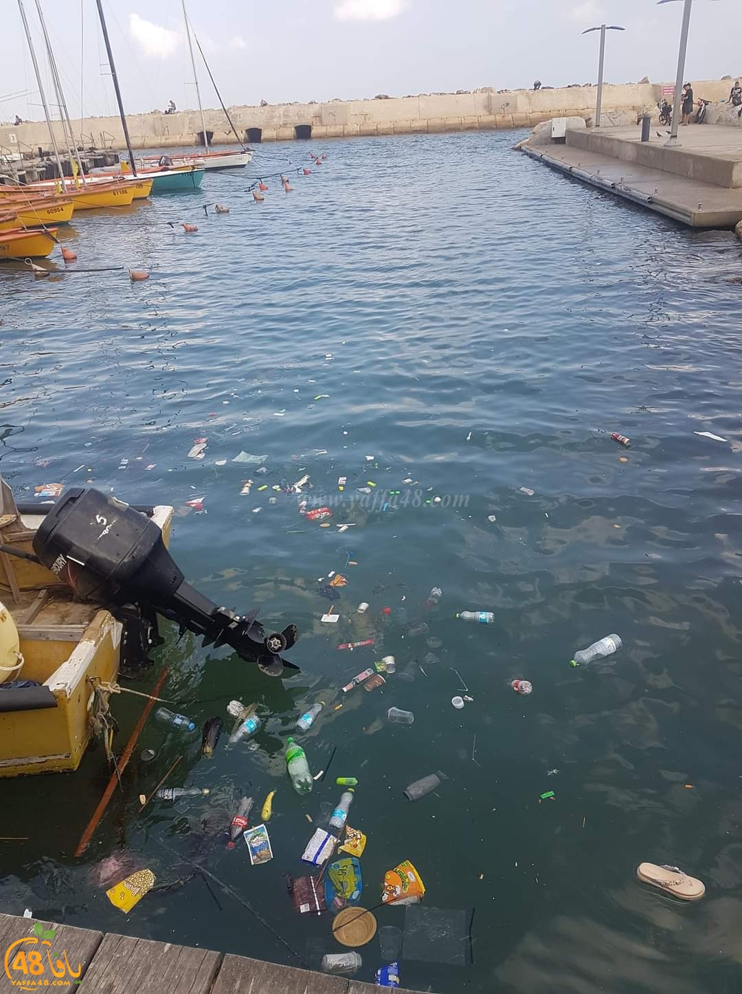  حتى ميناء يافا لم يسلم من عاصفة النفايات 