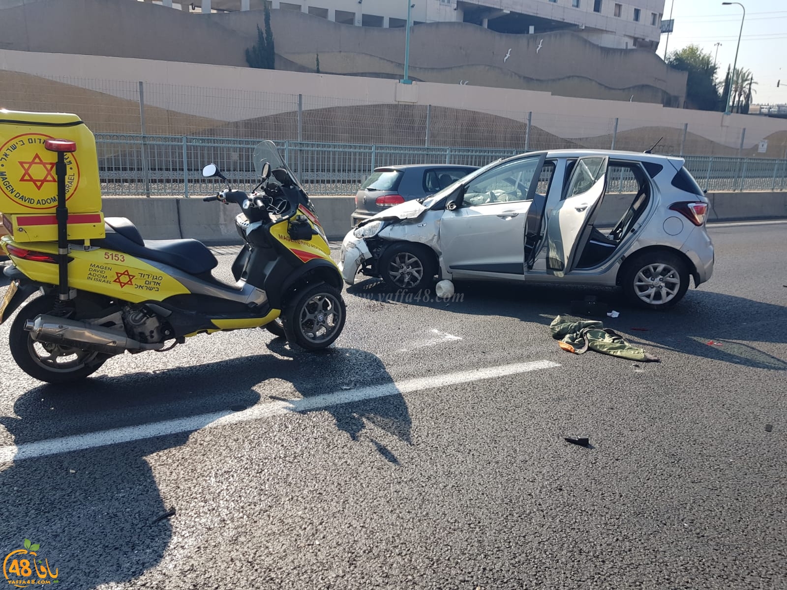  اصابة طفيفة لشخصين بحادث طرق قرب مفرق فولفسون جنوب يافا