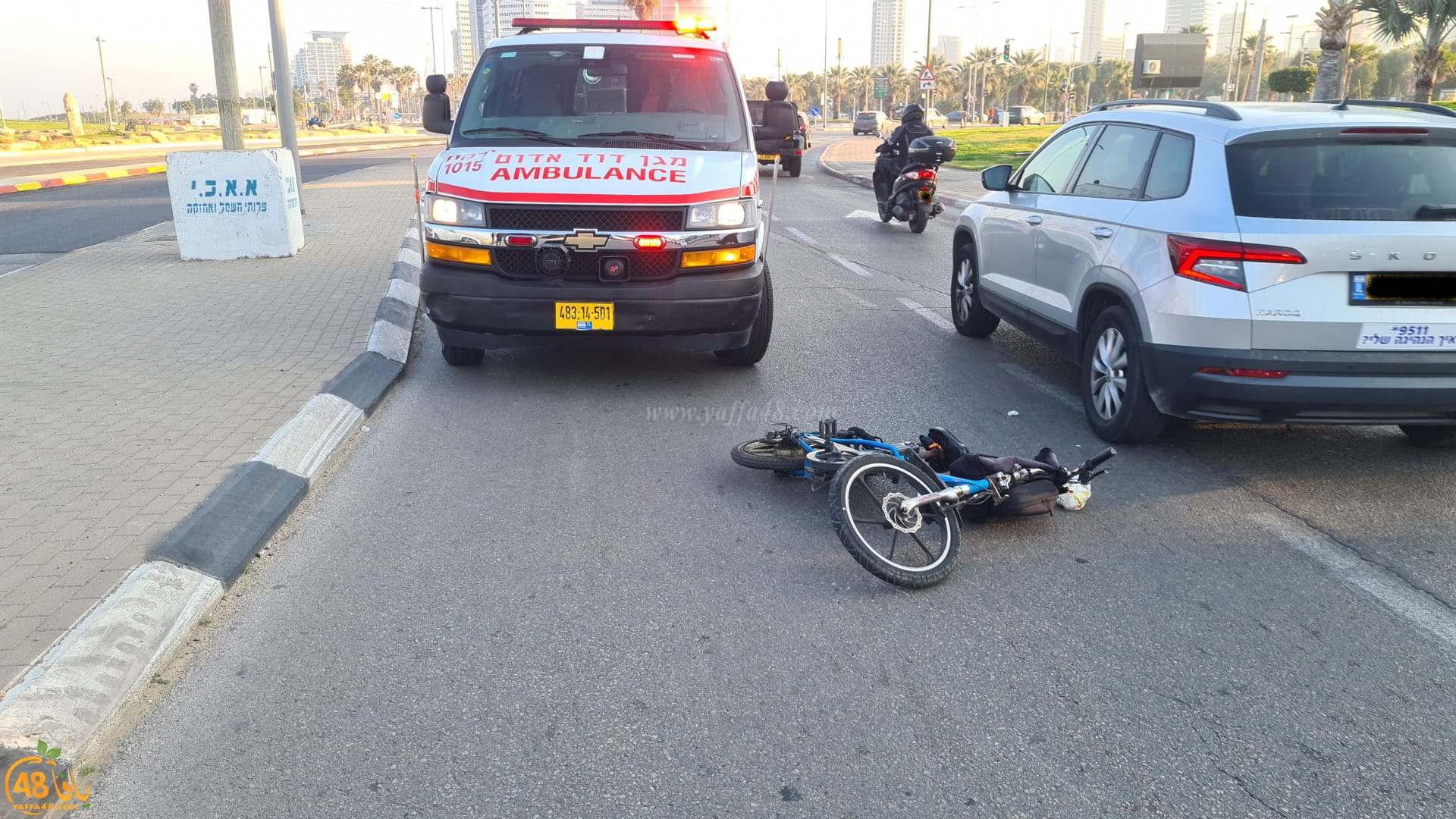 يافا: اصابة متوسطة لراكب دراجة هوائية بحادث دهس 