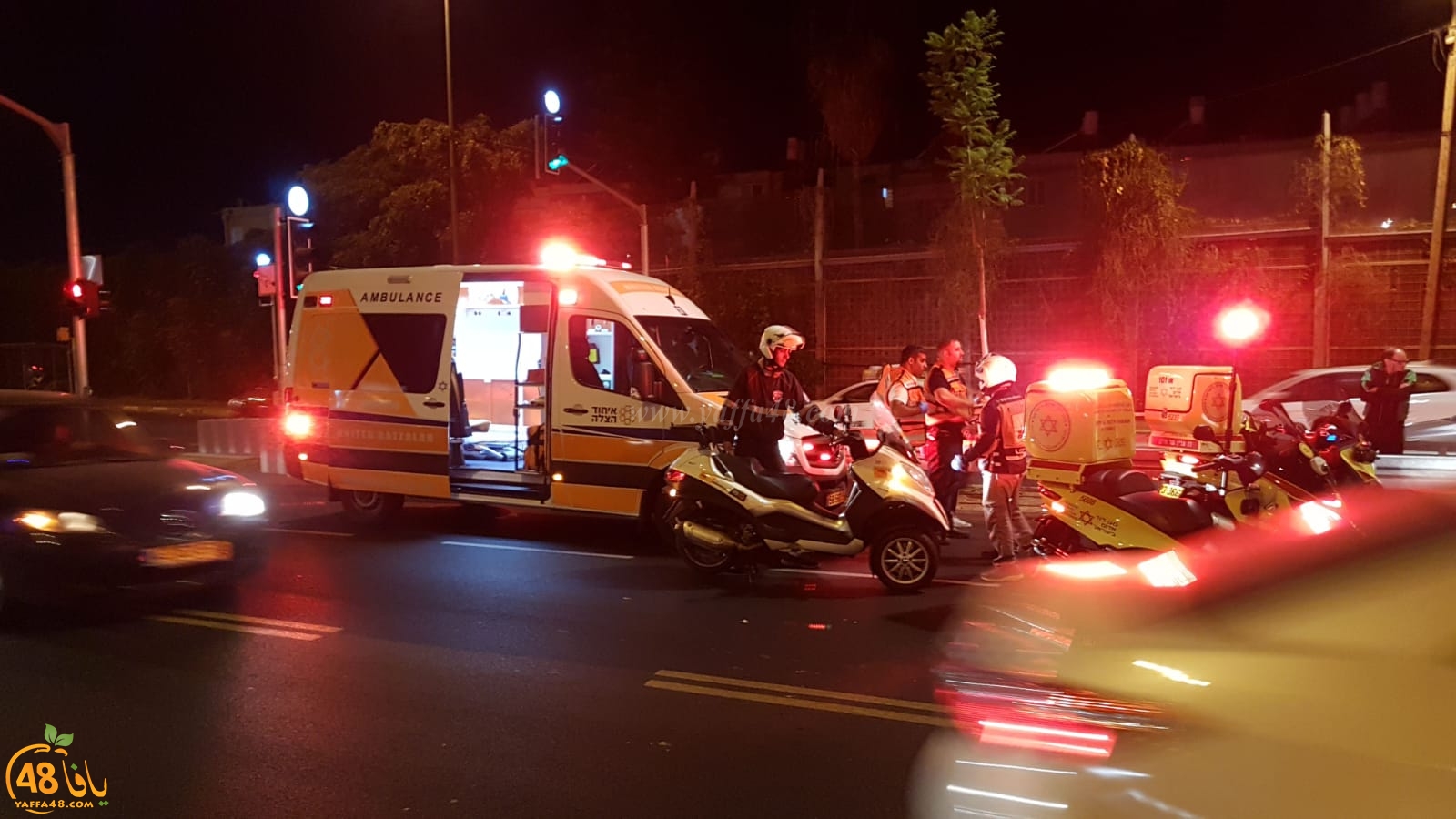 فيديو: اصابة متوسطة وأخرى طفيفة لشابين بحادث طرق ذاتي في يافا 