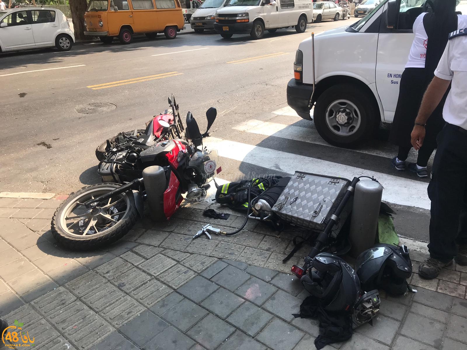 يافا: اصابة طفيفة لراكب دراجة تتبع للاطفائية بحادث طرق 