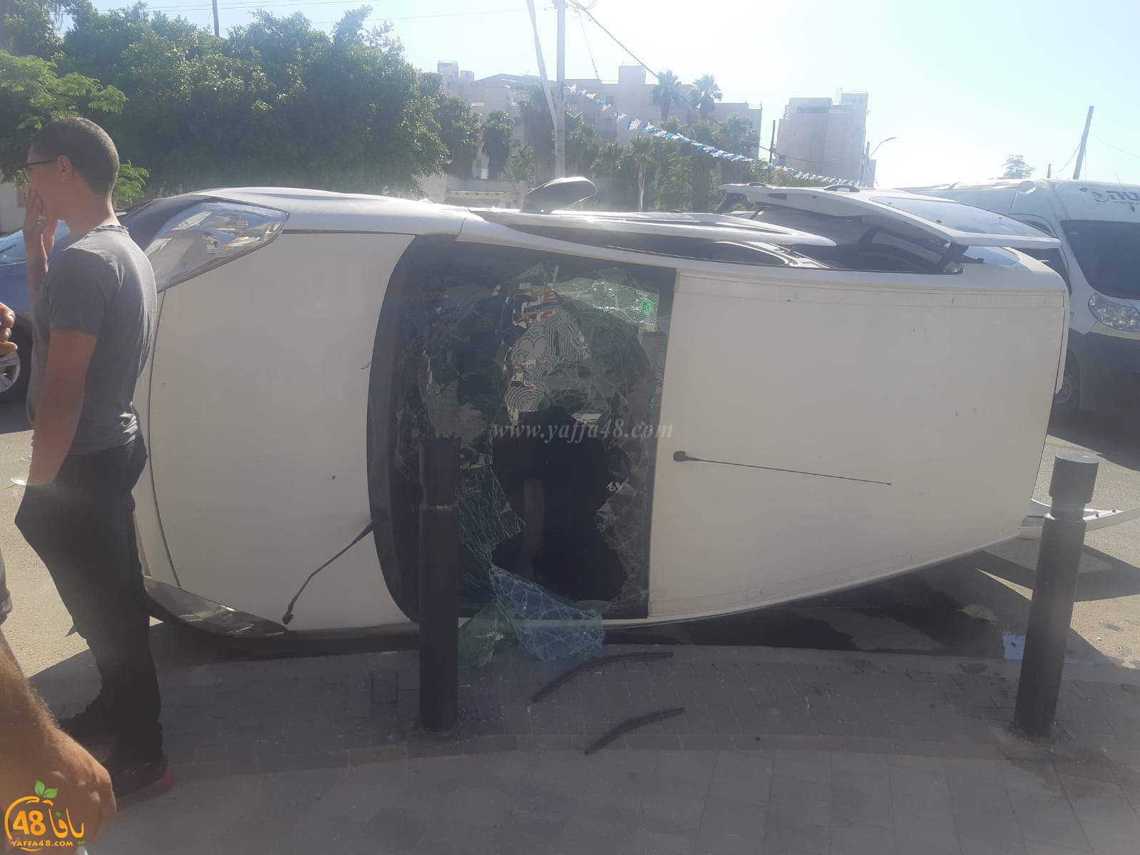  فيديو: إصابة متوسطة بحادث وانقلاب مركبة في مدينة اللد