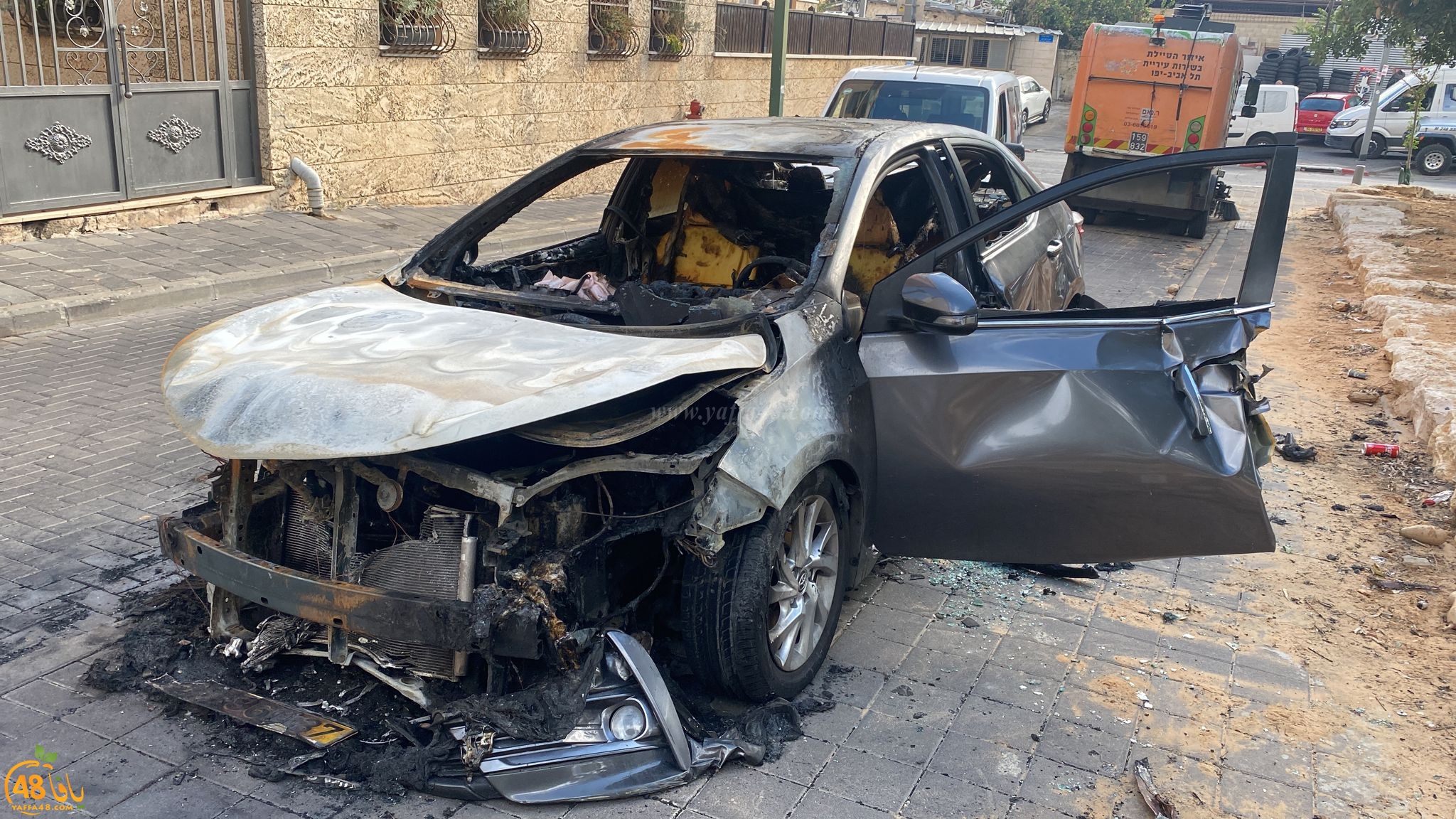  فجر اليوم - احراق سيارة في مدينة يافا 