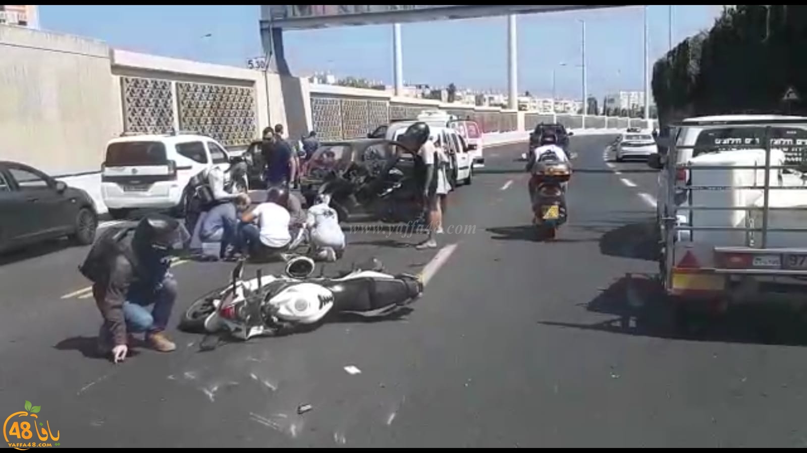 يافا:إصابة سائقة درّاجة نارية واصابة اخر عند مخرج فولفسون على الشارع السريع