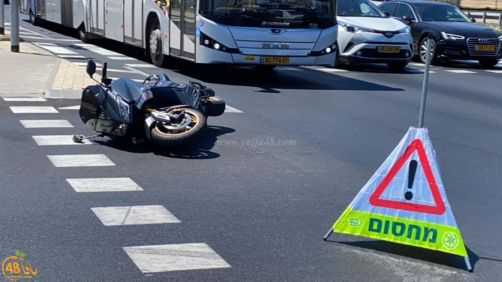 يافا: اصابة طفيفة لراكب دراجة نارية بحادث طرق ذاتي 