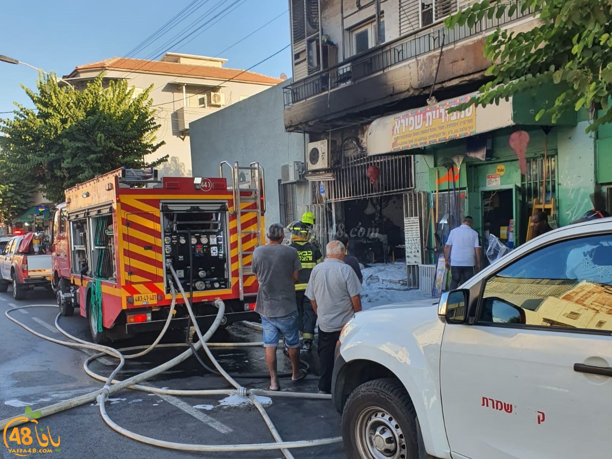 يافا: حريق داخل محل تجاري في شارع سلمة