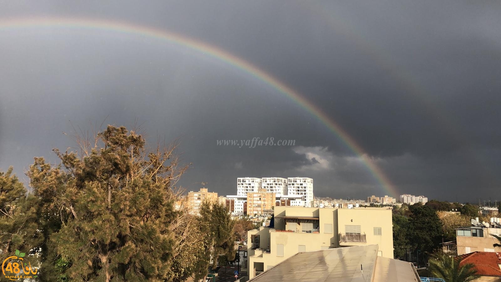  فيديو: أجواء ماطرة في يافا وقوس قزح يُزيّن سماء المدينة