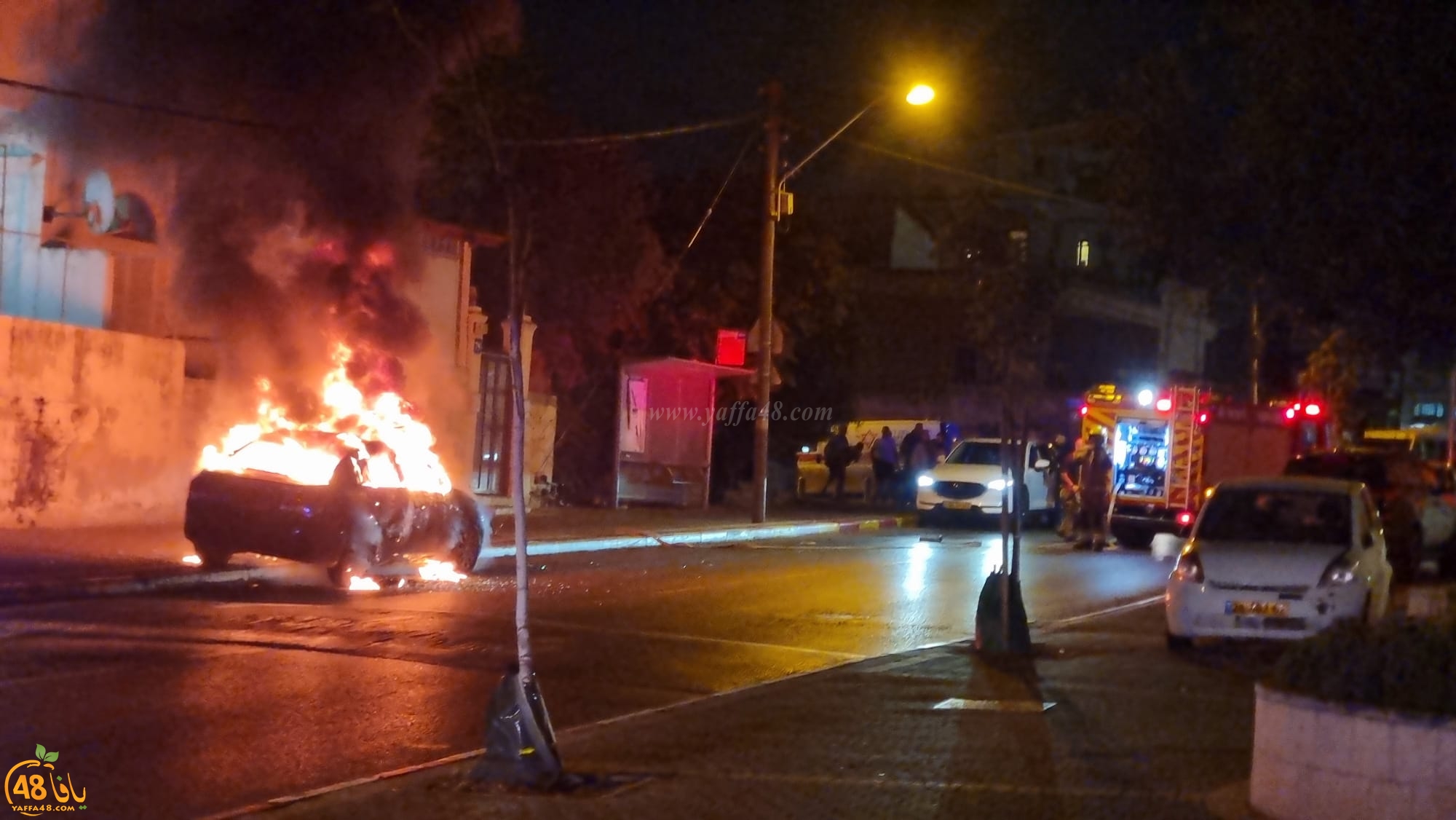 يافا : الشرطة تحقق في حريق سيارة دون وقوع إصابات