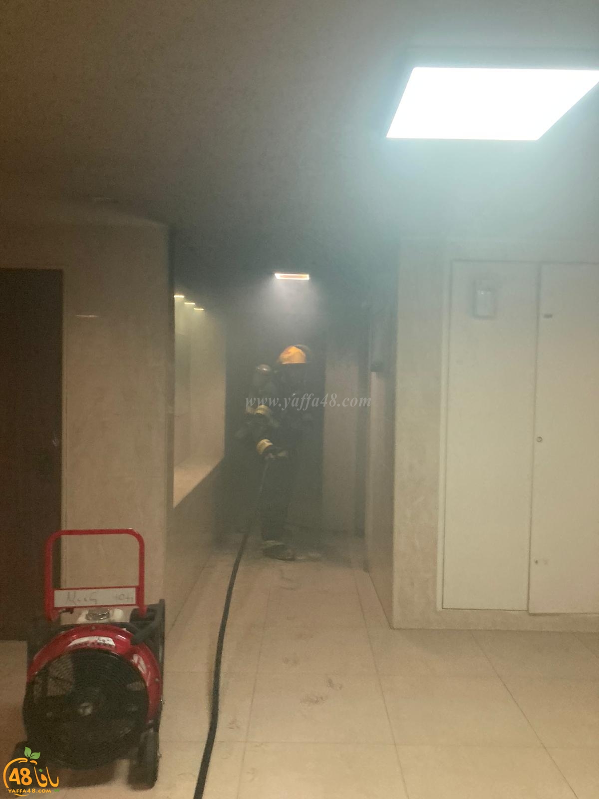 اللد: حريق داخل مصعد بمبنى سكني دون وقوع اصابات 