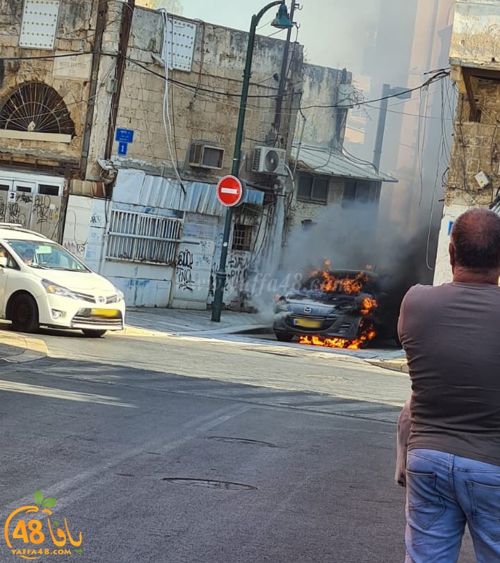 يافا: احتراق سيارة بالقرب من دوار الساعة بالمدينة