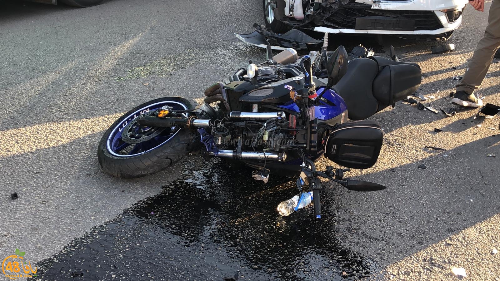 فيديو: اصابة متوسطة لراكب دراجة نارية بحادث طرق بيافا 