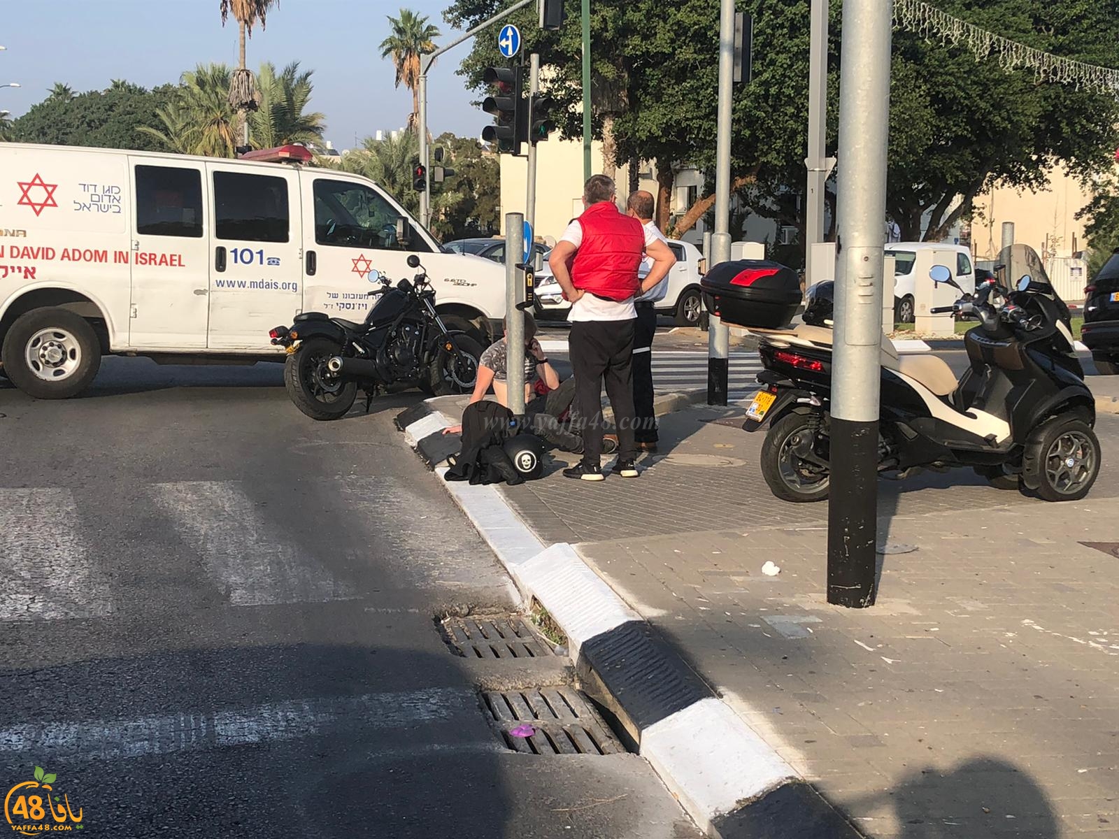 اصابة طفيفة لراكب دراجة نارية بحادث طرق في يافا