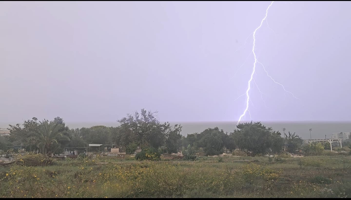 فيديو يافا وسط عاصفة رعدية كبيرة وامطار 
