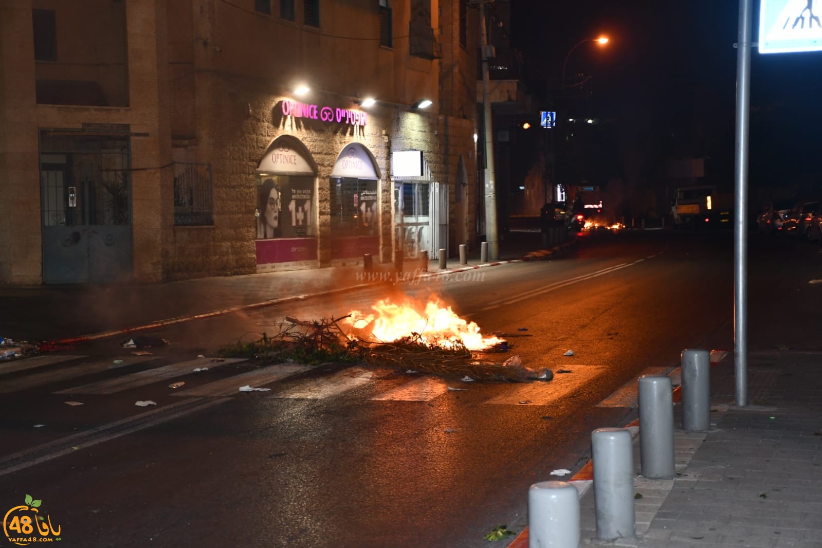فيديو: احراق حاويات وسط شارع ييفت بيافا واعتقال 5 شبان