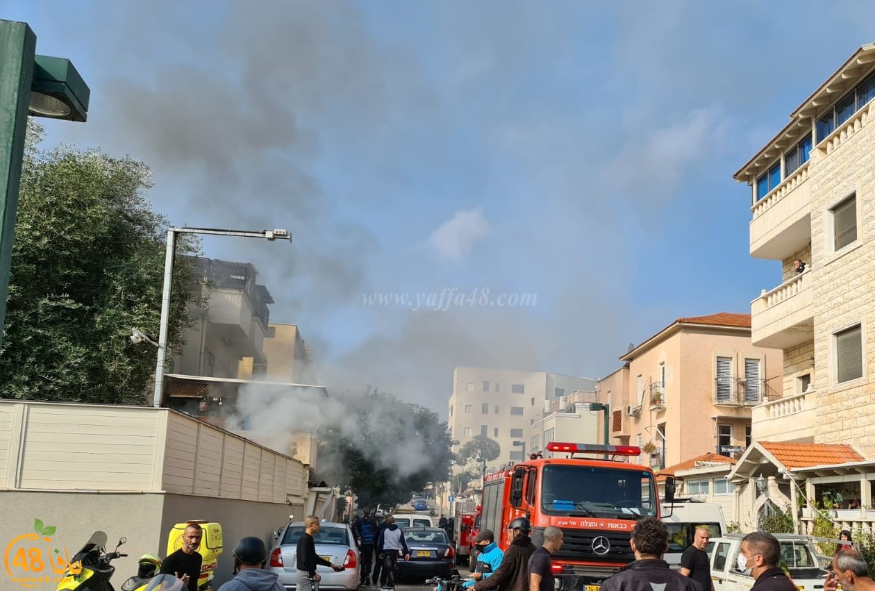  حريق في ساحة أحد البيوت العربية بمدينة يافا 