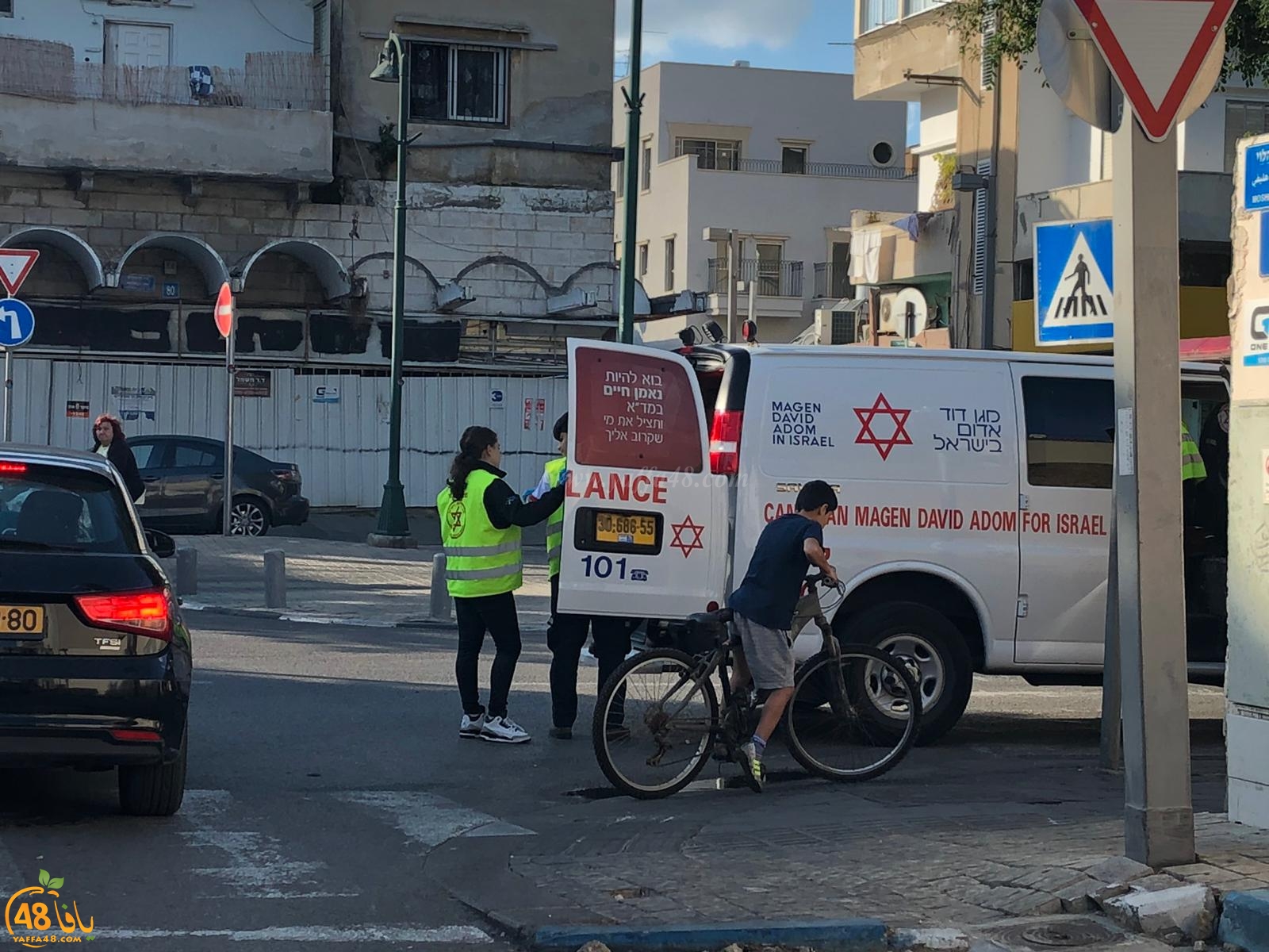 يافا: اصابة طفيفة لراكب دراجة هوائية بحادث دهس