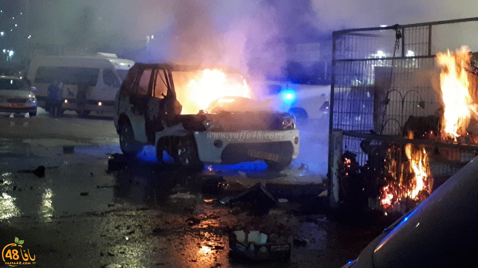 بالصور: انفجار مركبة في كفرقاسم دون وقوع اصابات 