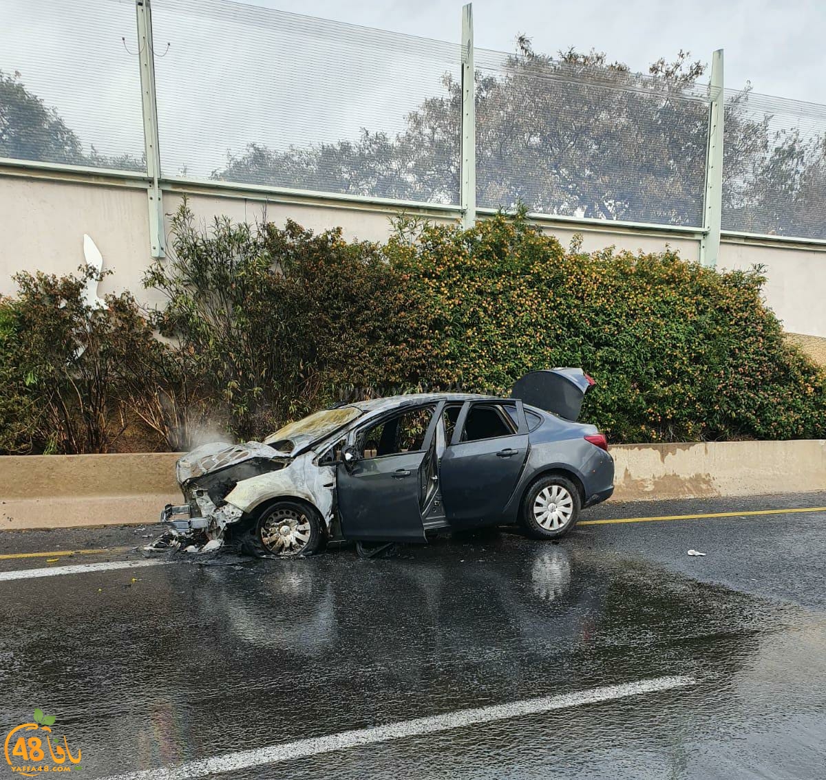  يافا: احتراق سيارة قرب مستشفى فولفسون دون اصابات