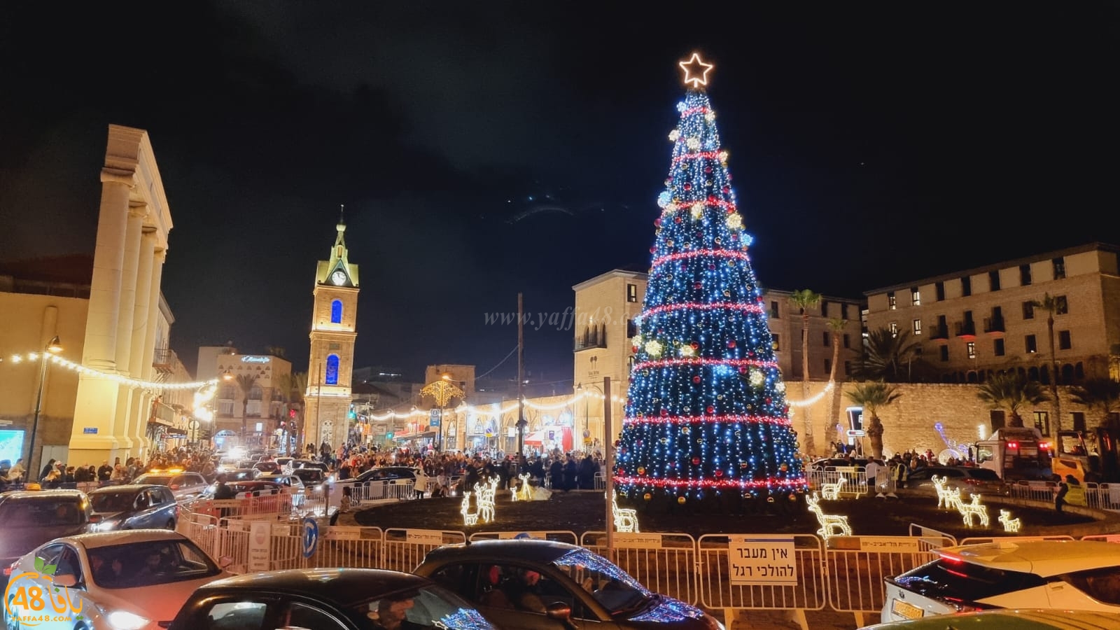   فيديو: اضاءة شجرة عيد الميلاد في مدينة يافا 