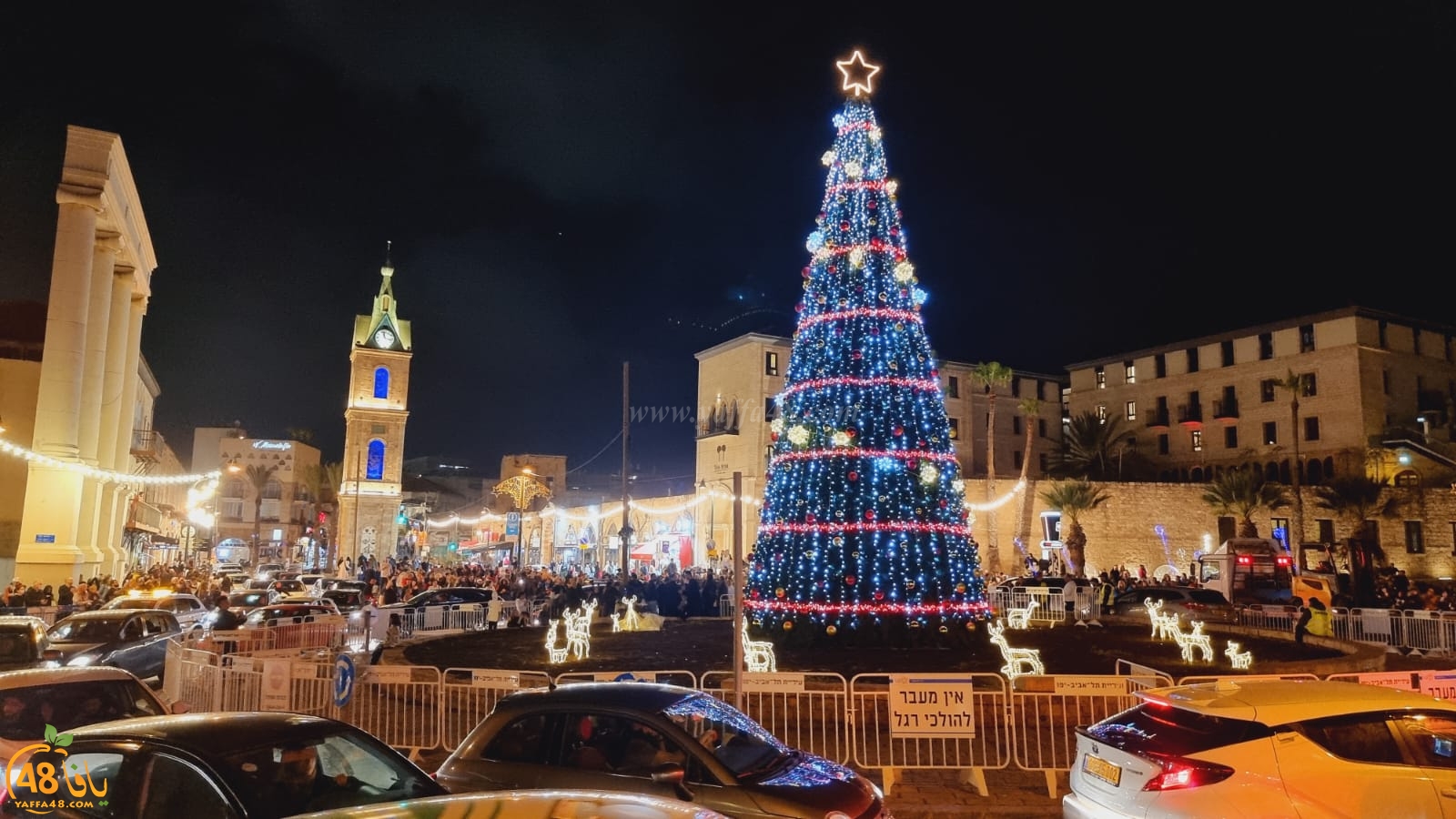   فيديو: اضاءة شجرة عيد الميلاد في مدينة يافا 