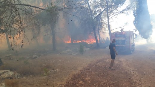 حريق هائل بين الناصرة واكسال وطواقم الإطفاء تعمل على اخماده 
