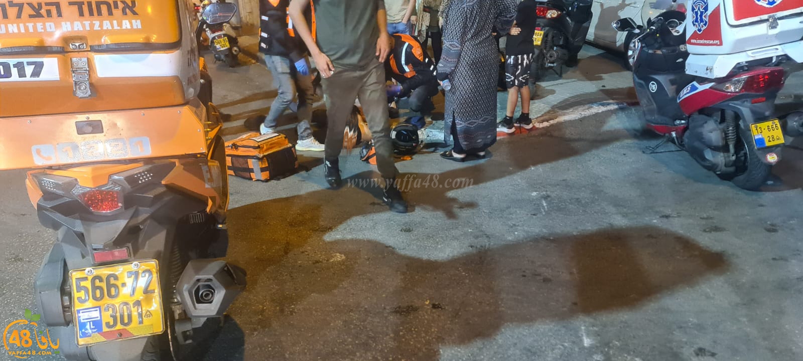 يافا: اصابة متوسطة لراكب دراجة بحادث طرق ذاتي