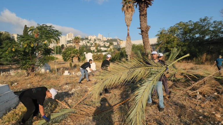 حيفا: عشرات المتطوعين يشاركون في تنظيف مقبرة القسام