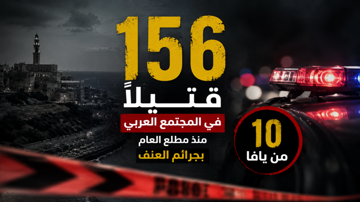 156 قتيلًا في المجتمع العربي منذ مطلع العام بجرائم العنف.. بينهم 10 من يافا