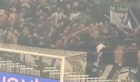 شاهد: شجار عنيف بين مشجعي حيفا خلال مباراة في ملعب بلومفيلد 