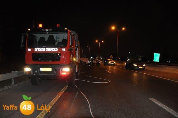 احتراق شاحنة على شارع 444 في مركز البلاد فجر اليوم