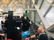 معتمرو الجو من اللد والرملة يغادرون مكة المكرمة الى المدينة المنورة