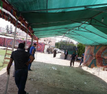 صور: بلدية اللد تباشر بهدم خيام الأفراح داخل الأحياء العربية في المدينة 