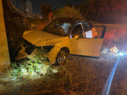   اصابة متوسطة بحادث طرق ذاتي شمال الرملة