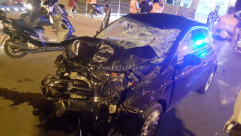 فيديو: اصابة 3 أشخاص بحادث طرق بين مركبة ودراجة قرب يافا 