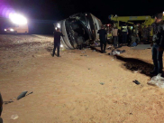 وفاة 14 معتمر فلسطيني واصابة العشرات اثر انقلاب حافلة في معان