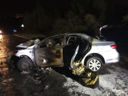 5 إصابات خطيرة بحادث قرب الشاغور - السيارة اصطدمت بعامود واشتعلت فيها النيران