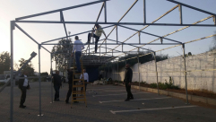  صور: تجهيزات على قدم وساق لإقامة خيمة الهدى غداً في مقبرة طاسو بيافا