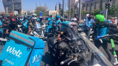  تظاهرة لسائقي شركة "وولت" في تل ابيب احتجاجاً على تقليص الأجرة 