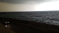 فيديو: عاصفة مطرية تضرب مدينة يافا والظلام يُخيّم على المدينة مبكراً 