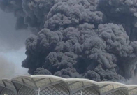 فيديو- حريق هائل بمحطة قطار الحرمين في جدة