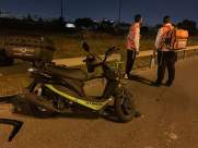 اصابة سائق دراجة نارية بحادث طرق ذاتي قرب اللد