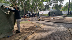 يافا: عائلة خامسة تنضم الى معسكر الخيام في الحديقة العامة