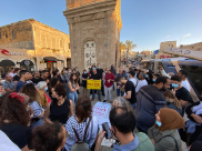 فيديو: تظاهرة في دوار الساعة بيافا احتجاجاً على اعدام الحلاق ويونس 