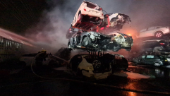  فيديو: حريق ضخم داخل مصف للسيارات في المنطقة الصناعية بمدينة اللد