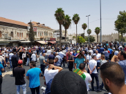 العشرات من يافا، اللد والرملة يأدون صلاة الجمعة في شوارع القدس 