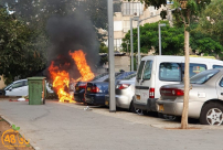 موجة حرق سيارات - اضرار جسيمة باحتراق مركبة بيافا صباح اليوم