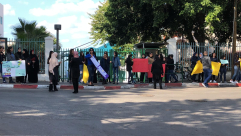 فيديو: طالبات الثانوية الشاملة بيافا يشاركن في وقفة احتجاجية ضد العنف بحق النساء 