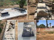 فيديو: تهشيم القبور وتخريب المرافق وخط عبارات عنصريّة في مقابر باللّد