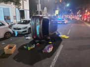 اصابة شخصين بحادث وانقلاب مركبة في تل ابيب 