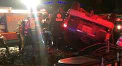 الليلة الماضية - 5 مصابين اثر انقلاب مركبة في تل أبيب